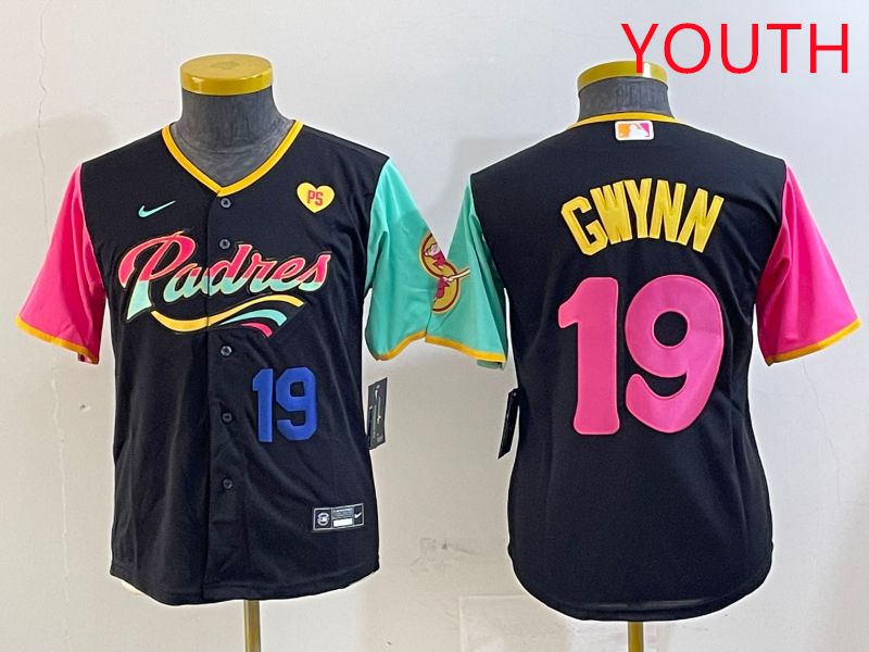 Youth San Diego Padres #19 Gwynn Black City Edition Game 2025 Nike MLB Jersey style 12->youth mlb jersey->Youth Jersey